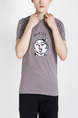 Gray Round Neck Printed Plus Size Tee Men Shirt for Casual Party