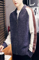 Blue White and Brown Men Plus Size Knitting Contrast Stand Collar Located Printing Men Cardigan for Casual