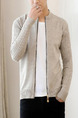 Beige Men Slim Knitting Twist Men Cardigan for Casual
