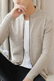 Beige Men Slim Knitting Twist Men Cardigan for Casual