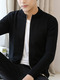 Black Men Slim Knitting Twist Men Cardigan for Casual
