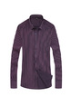 Purple Plus Size Slim Stripe Lapel Buttons Long Sleeve Men Shirt for Casual Office