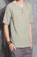 Brown Plus Size Loose Chinese Buttons Round Neck Men Shirt for Casual