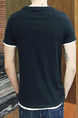 Black Plus Size Contrast Seem-Two Round Neck  Men Shirt for Casual