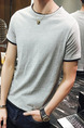 Grey Plus Size Contrast Seem-Two Round Neck  Men Shirt for Casual