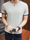 Grey Plus Size Contrast Seem-Two Round Neck  Men Shirt for Casual
