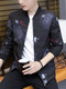 Black Grey and Red Plus Size Slim Stand Collar Printed Zipper Front Long Sleeve Men Jacket for Casual
