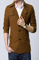 Brown Plus Size Slim Lapel Buttons Furcal Back Long Sleeve Men Coat for Casual
