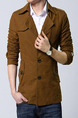 Brown Plus Size Slim Lapel Buttons Furcal Back Long Sleeve Men Coat for Casual