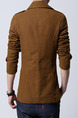 Brown Plus Size Slim Lapel Buttons Furcal Back Long Sleeve Men Coat for Casual