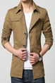 Brown Plus Size Slim Lapel Buttons Furcal Back Long Sleeve Men Coat for Casual