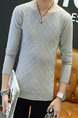 Grey Slim Knitting V Neck Long Sleeve Men Sweater for Casual