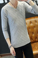 Grey Slim Knitting V Neck Long Sleeve Men Sweater for Casual