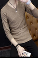 Brown Slim Knitting V Neck  Men Sweater for Casual