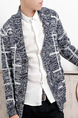 Blue and White Plus Size Slim Grid Buttons Men Cardigan for Casual