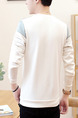 White and Grey Plus Size Round Neck Contrast Located Printing Long Sleeve Men Sweater for Casual