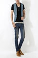 Blue Plus Size Slim Single-Breasted Pockets Men Vest for Casual Party