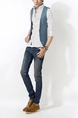 Blue Plus Size Slim Single-Breasted Pockets Men Vest for Casual Party