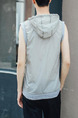 Grey Plus Size Slim Hooded Zipper Letter Printed  Men Vest for Casual