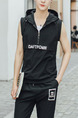 Black Plus Size Slim Hooded Zipper Letter Printed  Men Vest for Casual