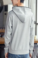 Grey Plus Size Slim Hooded Zipper Pockets Long Sleeve Men Hoodies for Casual