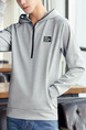 Grey Plus Size Slim Hooded Zipper Pockets Long Sleeve Men Hoodies for Casual