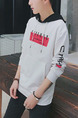 White Plus Size Loose Hooded Drawstring Located Printing Long Sleeve Men Hoodies for Casual