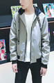 Grey and Black Plus Size Loose Hooded Ribbon Located Printing Pockets Zipper Long Sleeve Men Jacket for Casual