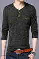 Black Plus Size Slim Contrast V Neck Buttons Men Sweater for Casual