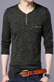 Black Plus Size Slim Contrast V Neck Buttons Men Sweater for Casual
