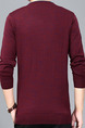 Red Plus Size Slim Contrast V Neck Buttons Men Sweater for Casual