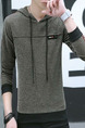 Brown Plus Size Slim Hooded Drawstring Letter Printed Long Sleeve Men Hoodies for Casual
