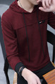 Red Plus Size Slim Hooded Drawstring Letter Printed Long Sleeve Men Hoodies for Casual