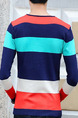 Colorful Plus Size Slim Contrast Stripe V Neck Long Sleeve Men Sweater for Casual