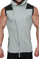 Grey and Black Plus Size Slim Hooded Zipper Pocket Men Vest for Casual
