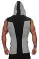 Grey and Black Plus Size Slim Hooded Zipper Pocket Men Vest for Casual