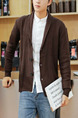 Brown Plus Size Loose Lapel Single-Breasted Long Sleeve Men Cardigan for Evening Office
