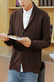 Brown Plus Size Loose Lapel Single-Breasted Long Sleeve Men Cardigan for Evening Office