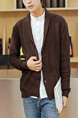 Brown Plus Size Loose Lapel Single-Breasted Long Sleeve Men Cardigan for Evening Office