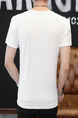 White and Black Plus Size Slim Round Neck Located Printing Men Shirt for Casual