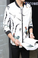 White Colorful Plus Size Slim Printed Stand Collar Pockets Long Sleeve Men Jacket for Casual
