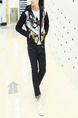 Black and White Slim Hooded Drawstrings Tiger Leopard Pockets Long Sleeve Men Sweater for Casual