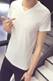 White Plus Size Slim V Neck Men Tshirt for Casual