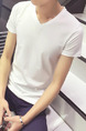 White Plus Size Slim V Neck Men Tshirt for Casual