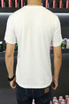 White Plus Size Loose Round Neck Linking Printed  Men Tshirt for Casual