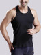 Black Slim Round Neck Men Vest for Casual