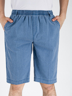 Blue Plus Size Loose Adjustable Waist Pockets Men Shorts for Casual