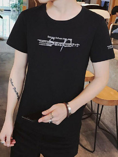Black Loose Letter T-Shirt Plus Size Men Shirt for Casual