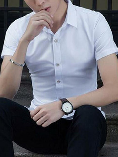 White Slim Lapel Shirt Plus Size Men Shirt for Casual