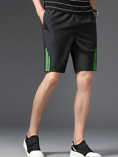 Black Loose Linking Stripe Plus Size Men Shorts for Casual Sporty